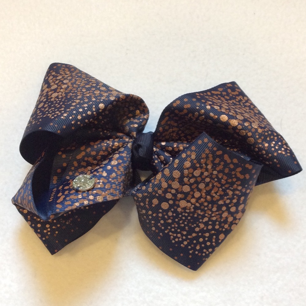 Navy & copper dot JoJo bow